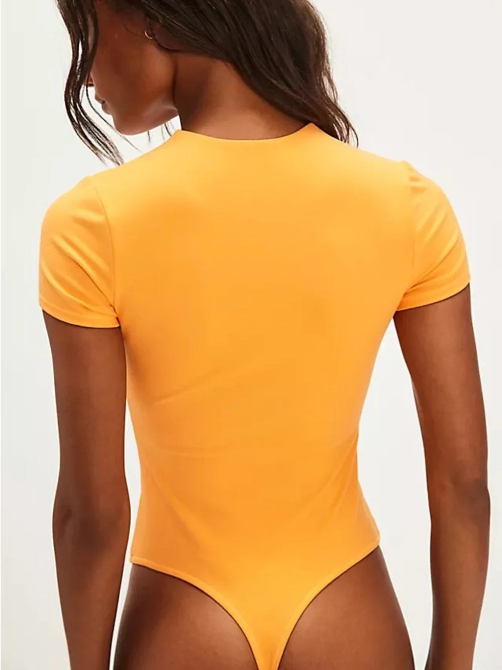 FREE PEOPLE Intimately Malibu Orange Alexis tee thong bodysuit small like new